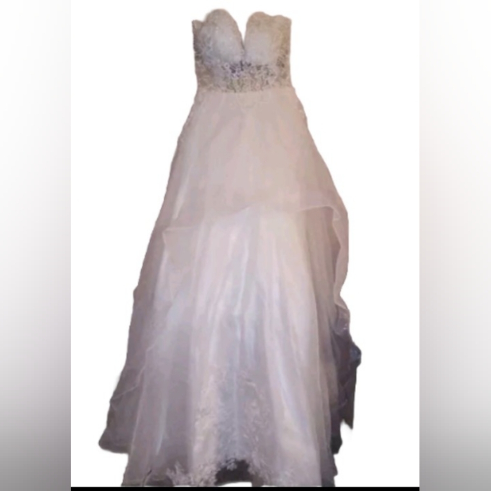 Lulus Mine, All Mine White Embroidered Organza Strapless A-Line Gown